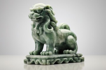 Wall Mural - Elegant jade lion statue art