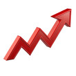 © PhotoMaster - Red upward arrow graph with sharp angles, symbolizing growth and success, isolated on a transparent and white background - perfect for financial or business related concept