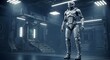 © arazka - Futuristic Robot Standing in Spaceship Interior Sci-Fi Scene