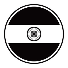 Wall Mural - Flag of India.  Black icon. Flag icon.  Standard color.  Circle icon flag.  Digital illustration.  Vector illustration.