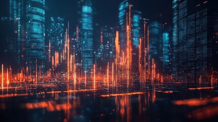 Leinwandbilder - Dynamic urban light display futuristic city digital art nighttime aesthetic concept