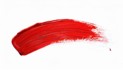 Poster - vibrant red paint stroke on white background, smooth texture, abstract artistic composition, creative graphic element
