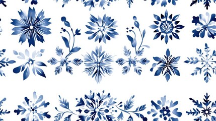 Wall Mural - Decorative Blue Snowflake Pattern for Winter Designs