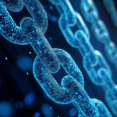 Aufkleber - Digital Blockchain Interconnected: A Network of Secured Links Representing Cryptocurrency and Technological Connectivity.