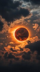Wall Mural - Solar Eclipse Through Dramatic Clouds