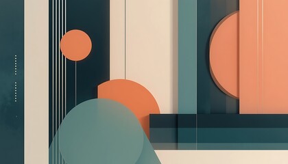 Aufkleber - The modern abstract composition features geometric shapes and colors