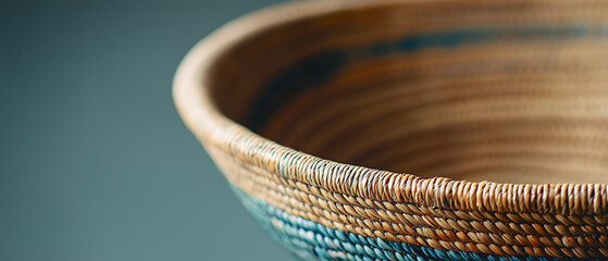 Aufkleber - Close up of handmade woven basket highlighting intricate patterns and textures