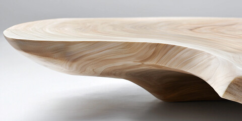 Poster - beautifully crafted wooden table with smooth, flowing curves and natural grain patterns