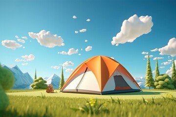 Wall Mural - camping tent landscape outdoors.