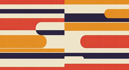 Poster - Geometric Harmony: Abstract composition of colorful, precisely arranged lines and shapes creating a visually engaging and modern design.