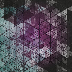 Wall Mural - old grunge retro texture abstract background with low poly triangular pattern. technology geometric 