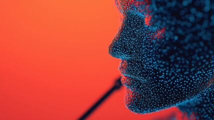 Poster - Digital portrait of a futuristic human figure abstract environment 3d visualization artistic perspective