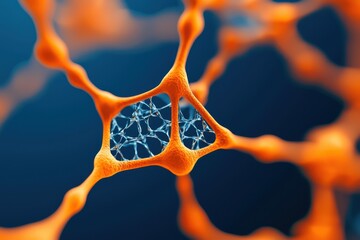 Poster - Exploring neural network structures in orange science laboratory digital art abstract close-up innovation