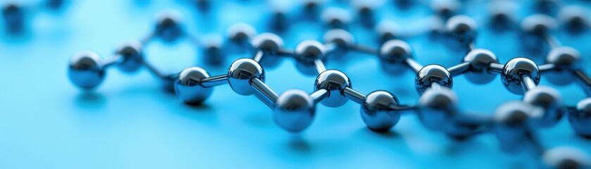 Poster - Molecular structure insights laboratory scientific illustration blue background close-up chemistry concepts
