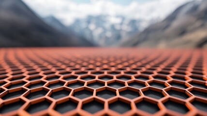 Poster - Innovative hexagonal design showcase mountain range photography outdoor close-up modern aesthetics