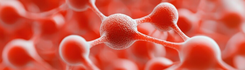 Poster - Molecular structure visualization laboratory scientific image red background close-up chemistry concept