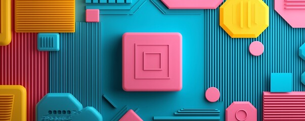 Poster - colorful abstract geometry, bold hues, intersecting shapes, vibrant energy, artistic digital experim