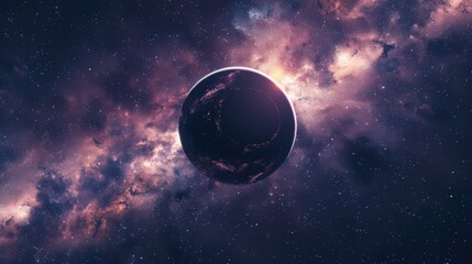 Wall Mural - Abstract Black hole in a galaxy with light rays, Black hole abstract in the dark space with a swirling nebula.