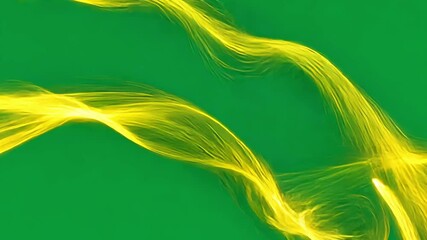 Poster - Glowing yellow particles swirling dynamically across lush green background, generating fluid motion graphics perfect for digital design and video production elements