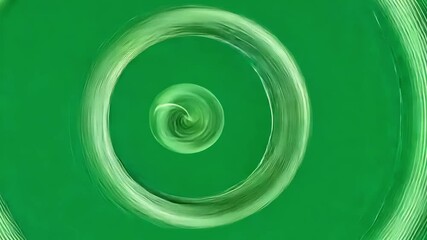 Poster - Luminous white circular vortex spinning, expanding dynamically against green background, revealing mesmerizing fluid motion of rotating geometric energy