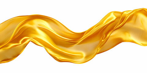 Poster - golden silk fabric flying in the wind, isolated on a white background