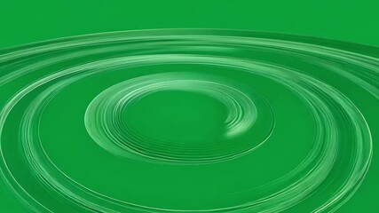 Poster - Dynamic white concentric rings expanding, rotating on vivid green background, creating hypnotic geometric pattern with fluid, precise circular motion