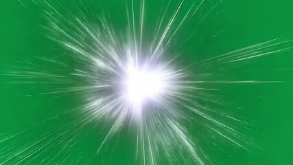 Poster - Glowing white star expanding, emitting bright energy rays against green screen, ideal for visual effects and motion graphic design projects