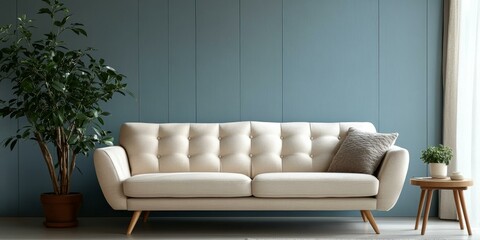 Wall Mural - Cream Sofa in a Modern Living Room