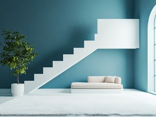 Wall Mural - Modern Minimalist Interior Design with Staircase