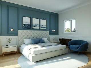 Wall Mural - Modern Bedroom Interior Design Illustration