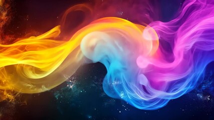 Poster - Vibrant abstract composition with colorful fire particles and luminous sparks against a dark background, Abstract with fire particles, sparks on background alpha channel
