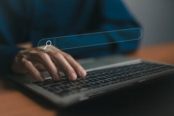 Wall Mural - search bar in the laptop. concept of information research on the internet online, data from websites