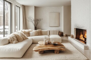 Wall Mural - Modern Minimalist Living Room with Cozy Sofa