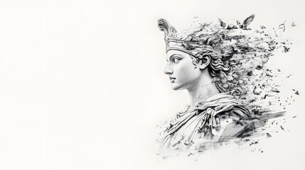 Wall Mural - pencil sketch of Athena - Goddess of wisdom, war, and crafts