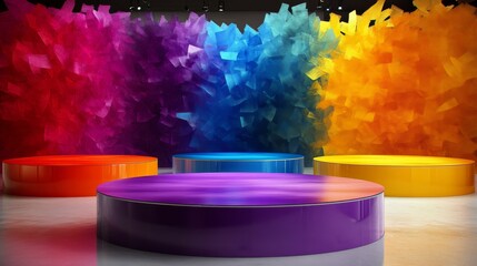 Canvas Print - Colorful Display Stands with Abstract Background