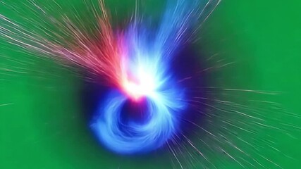 Poster - Glowing plasma sphere swirling, pulsating with electric energy against green screen background, radiating intense luminescent patterns