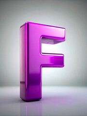 Sticker - 3d  metal letter  F