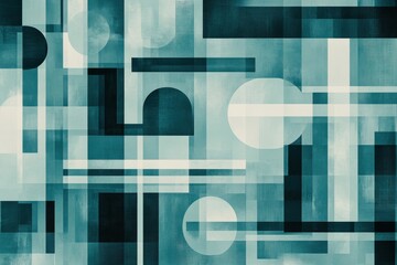 Poster - A captivating abstract design featuring geometric shapes and a calming blue-green palette for contemporary interiors and innovative projects