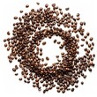 © Devian Art - A Circular Arrangement of Roasted Coffee Beans Spread Over a Clean White Surface, Forming a Concentric Pattern with a Central Void, Emphasizing the Natural Texture and Rich Brown Tones of the Beans.