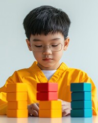 Aufkleber - Mindful Pediatric Interaction Sensory Therapy with Colorful Building Blocks in a Calming Room - Enhancing Child Development and Neurodivergent Understanding in Modern Pediatrics