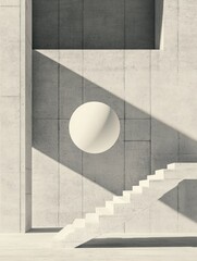Poster - Minimalist Architectural Sphere Modern Concrete Geometry with Light Play - Architectural Design Content and Innovative Urban Development Inspiration
