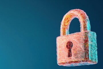 Aufkleber - Glowing Digital Padlock Futuristic Encryption Icon Amidst Data Streams - Cybersecurity Marketing and IT Safety Awareness Visual