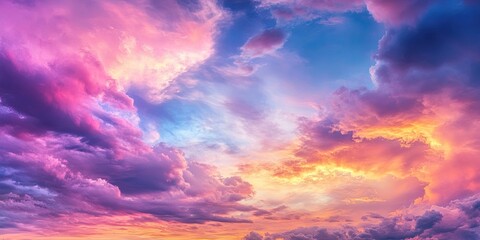 Wall Mural - Twilight sky with vibrant pink and purple clouds merging with soft orange hues creates a breathtaking natural backdrop for serene landscapes