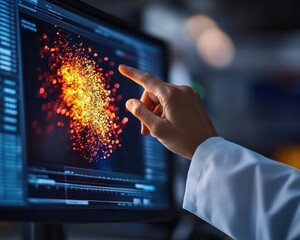 Leinwandbilder - Cutting-Edge Data Visualization Interactive Graphs on Modern Monitors in High-Tech Labs - Enhancing Scientific Analysis for Innovative Research Solutions