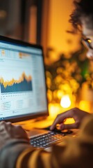 Poster - Minimalist Data Dashboard Interactive Digital Graphs on LED Screen in Modern Workspace - Enhancing Business Intelligence and Threat Analysis with Cutting-Edge Visual Tools