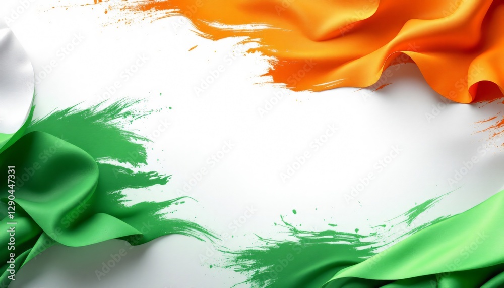 India Flag Celebration: Vibrant Green, Saffron, and White Colors in a ...