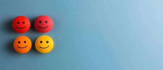 Aufkleber - Minimalist Emotion Faces on Gradient Surface Paper Art for Mental Health Awareness and Emotional Intelligence Education in Educational Spaces