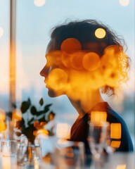 Aufkleber - Dynamic Corporate Collaboration Network Illuminated Glass Conference Room with Diverse Professionals - Innovative Business Strategies and Inclusive Workplace Integration