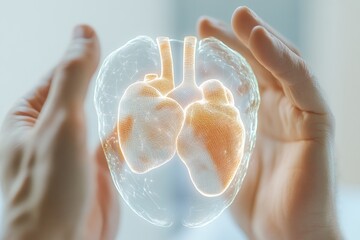 Leinwandbilder - Futuristic Healthcare Tech Holographic Heart Display for Patient Education - Immersive Digital Interface in Medical Consultation and Wellness Display