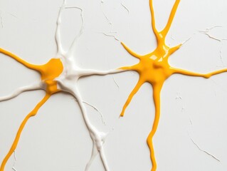 Poster - Neuroscience-Inspired Art Vibrant Yellow and White Fluid Patterns on Textured Canvas for Educational Tech Innovation and Cognitive Learning Content